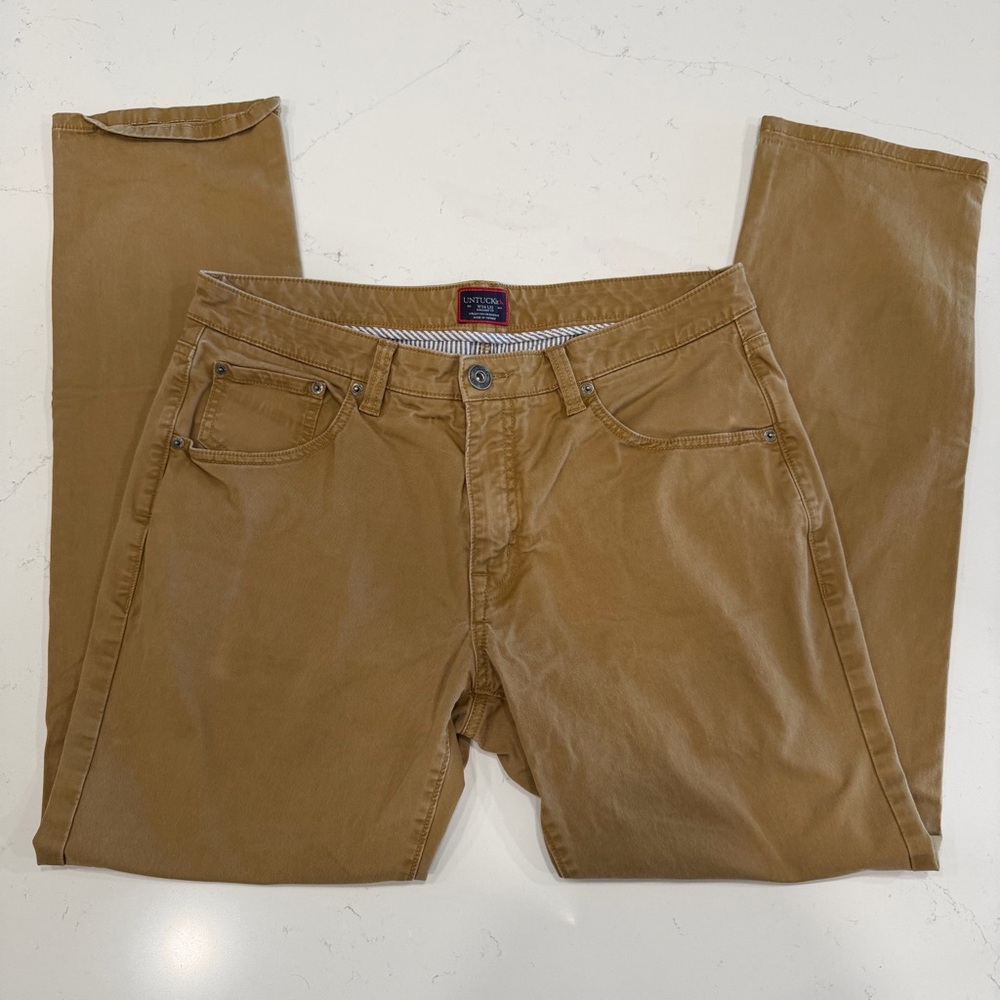 Untuckit Men’s Don Santiago Straight Leg 5 Pocket Pant Khaki 34x32